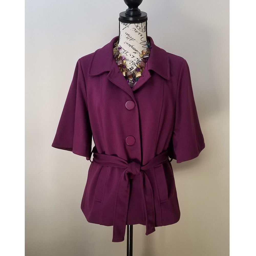 Purple, Plum bell sleeve, belted jacket or top
